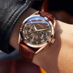 Men's Quartz Leather Three Eye Luxury Watch