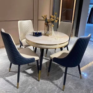 Luxury Marble Round Dinning Table with Four Chairs